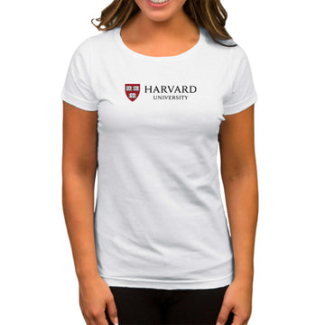 Harvard University Logo Text Beyaz Kadın Tişört