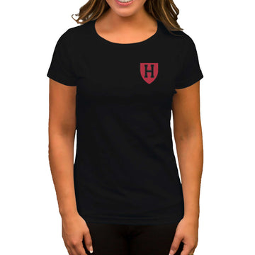 Harvard University Red Logo Siyah Kadın Tişört