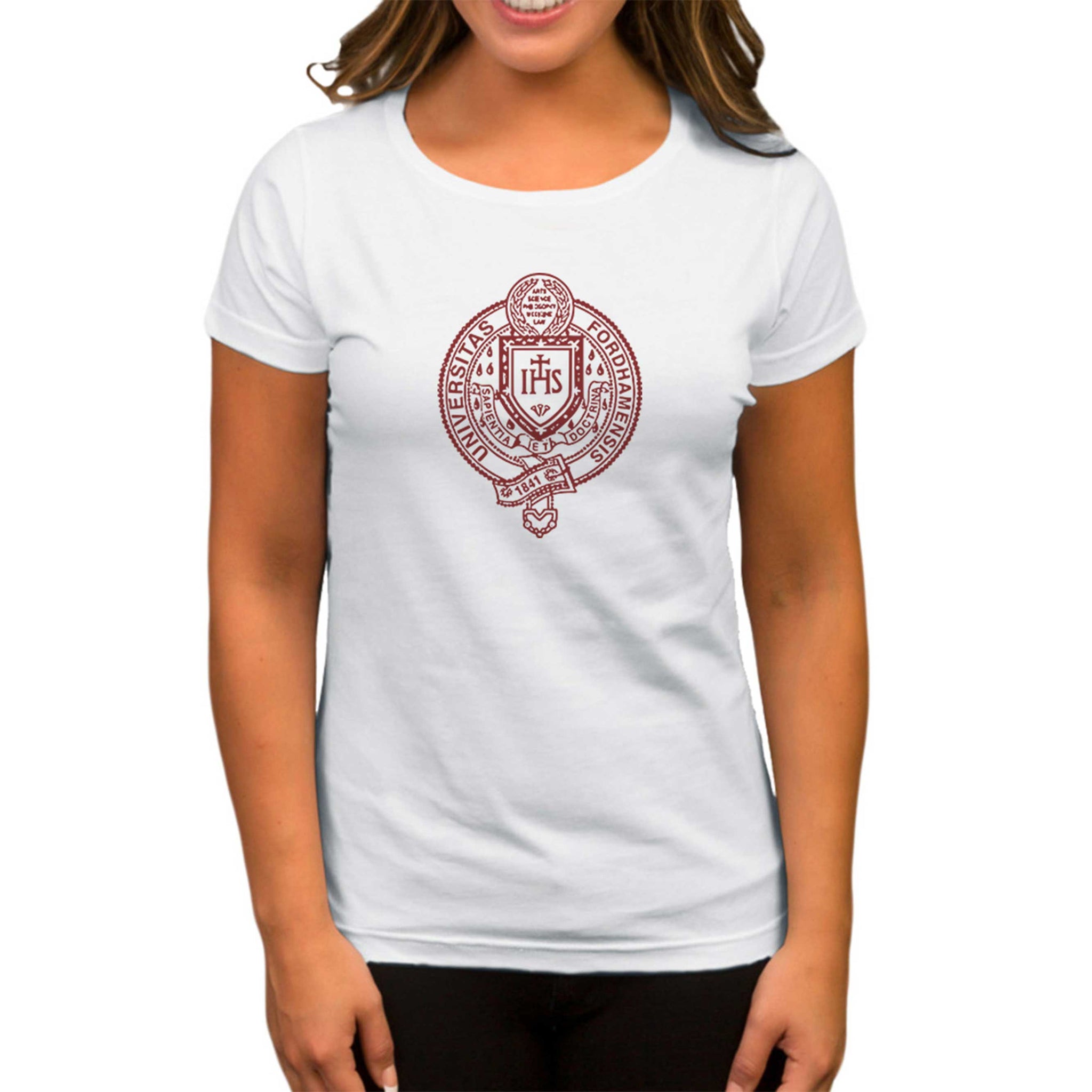Fordham University Logo Beyaz Kadın Tişört