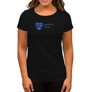 Middlebury College Logo Siyah Kadın Tişört