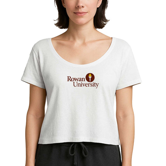Rowan University Logo Text Beyaz Kadın Tişört