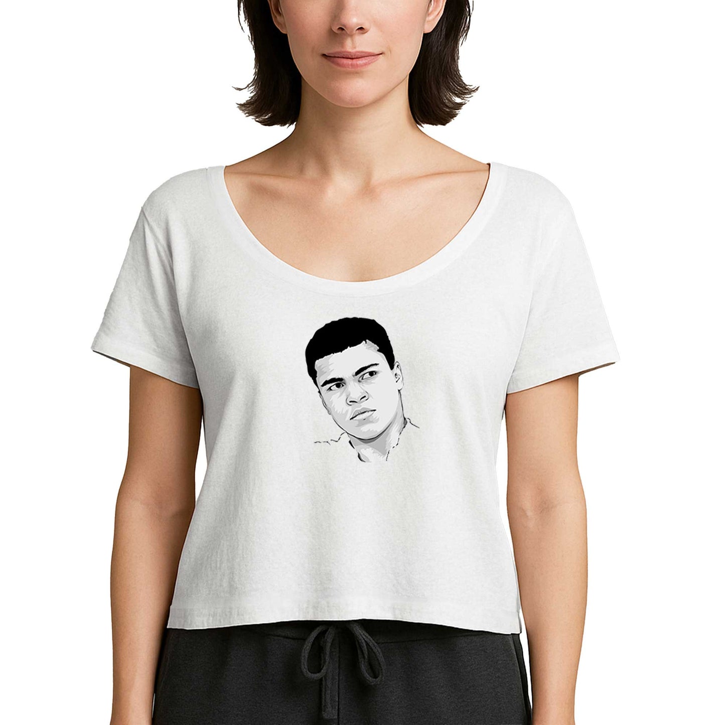 Muhammed Ali Drawing Beyaz Kadın Tişört