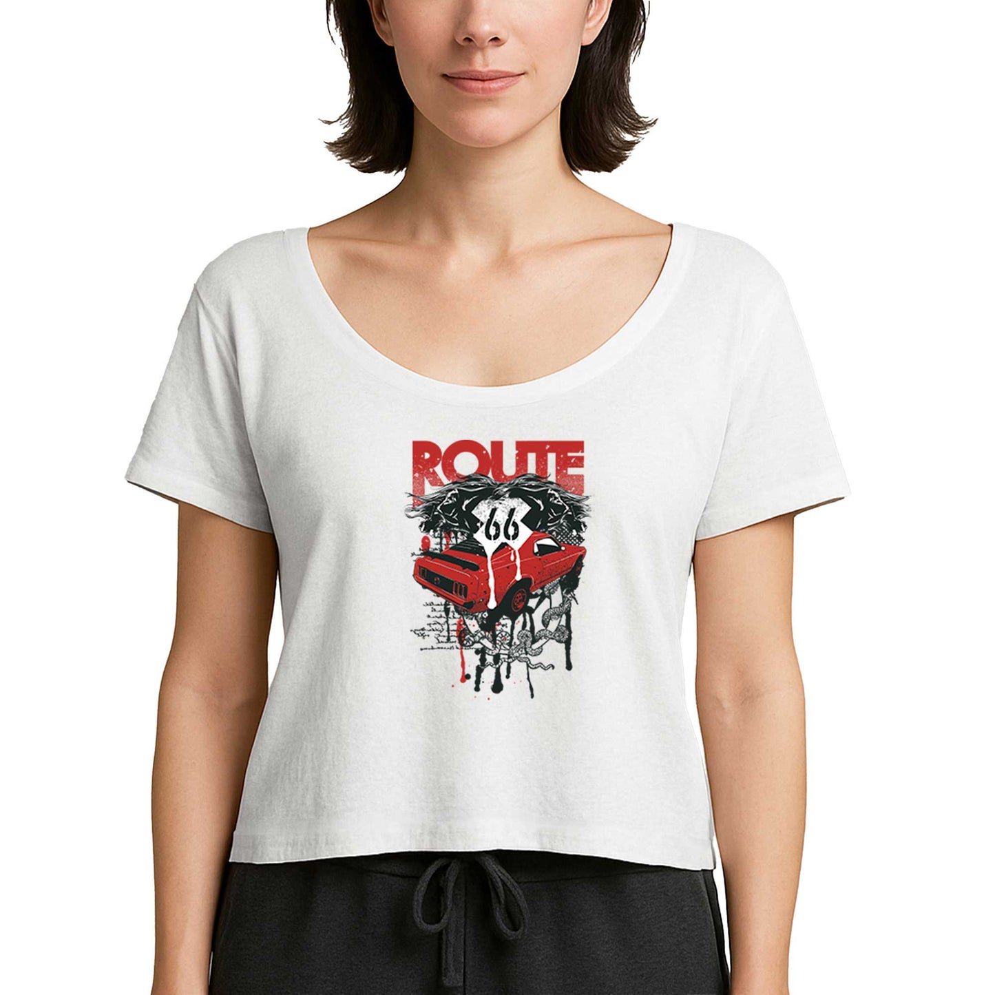 Red Route Car Beyaz Kadın Tişört