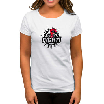 Boxing Fight MMA Beyaz Kadın Tişört