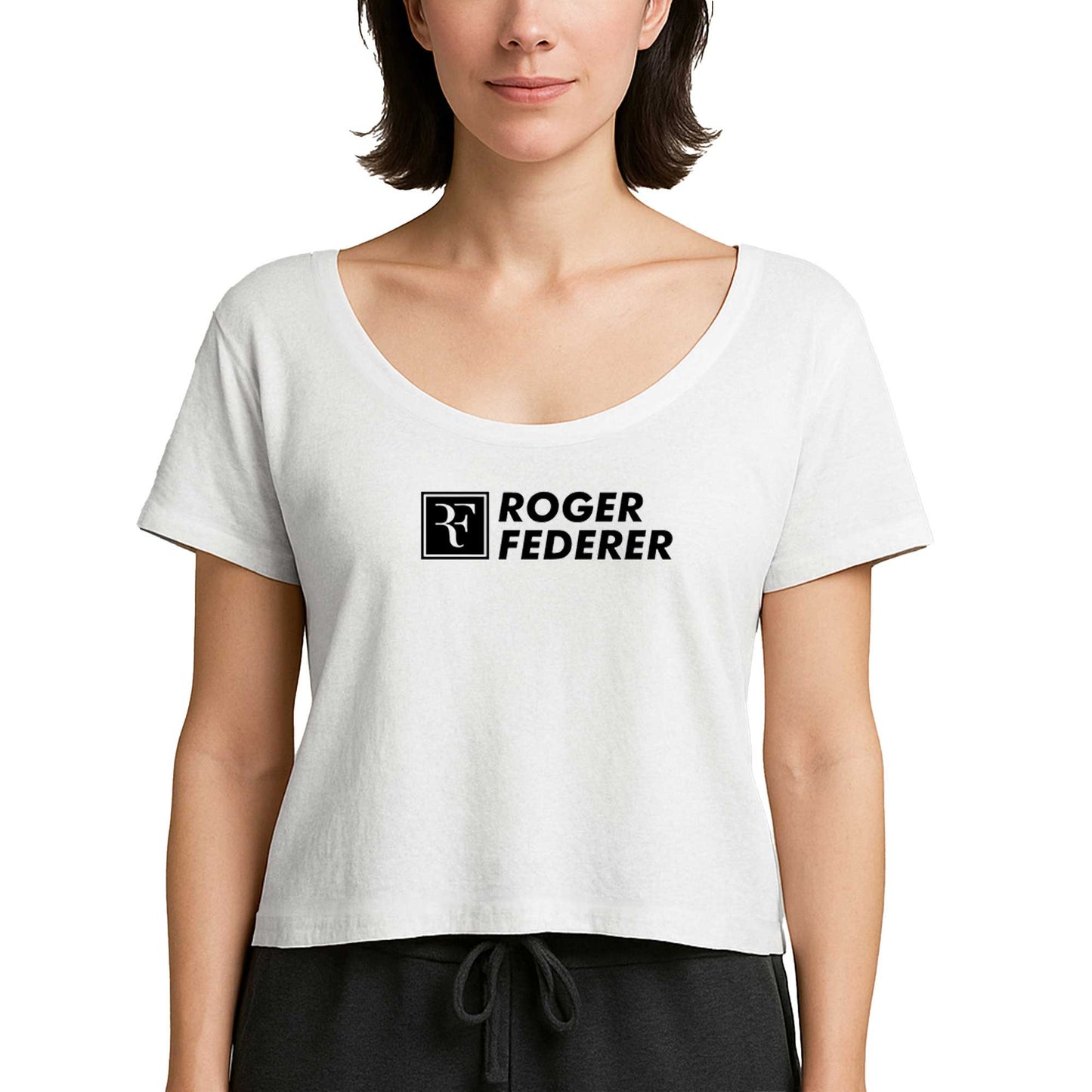 Roger Federer Text Beyaz Kadın Tişört