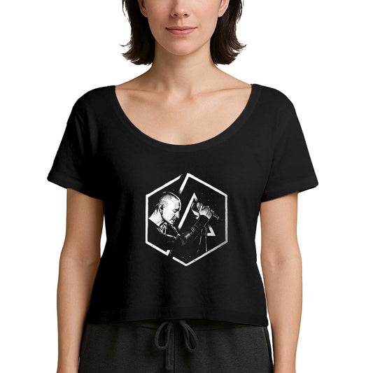 Linkin Park Chester Logo Siyah Kadın Tişört