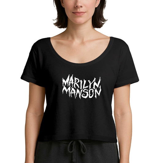 Marilyn Manson Iconic Text Siyah Kadın Tişört