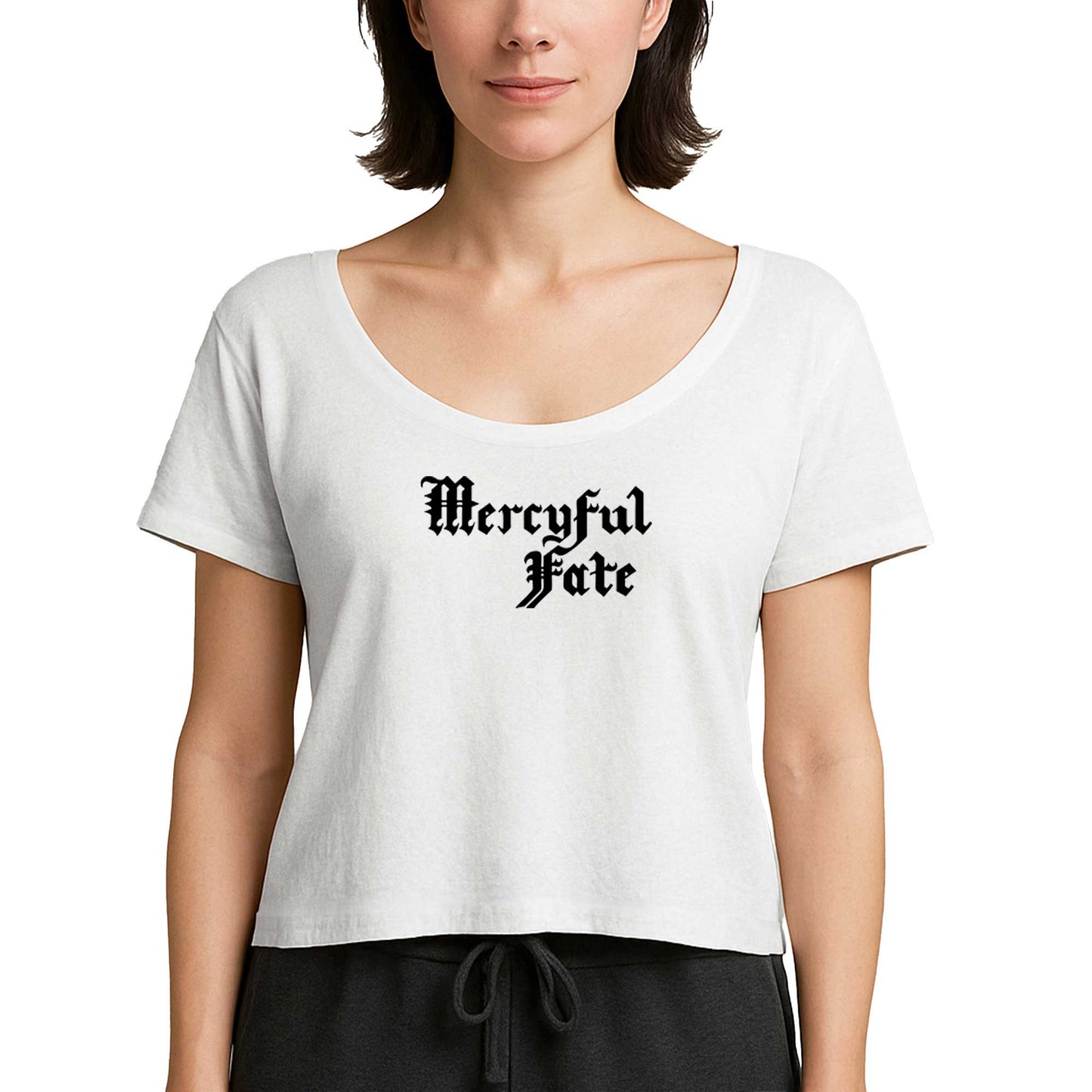 Mercyful Fate Logo Text Beyaz Kadın Tişört