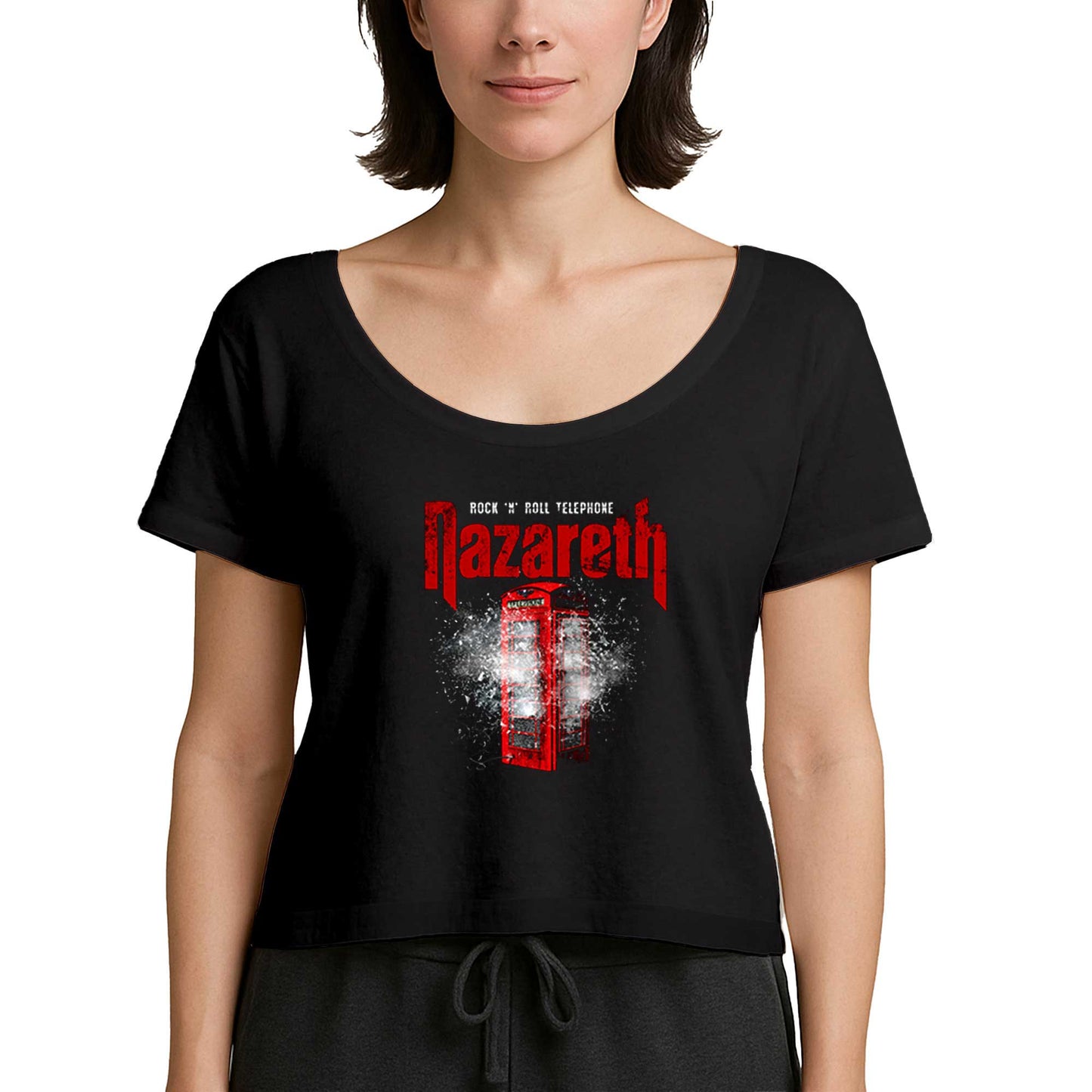 Nazareth Rock 'N' Roll Telephone Siyah Kadın Tişört