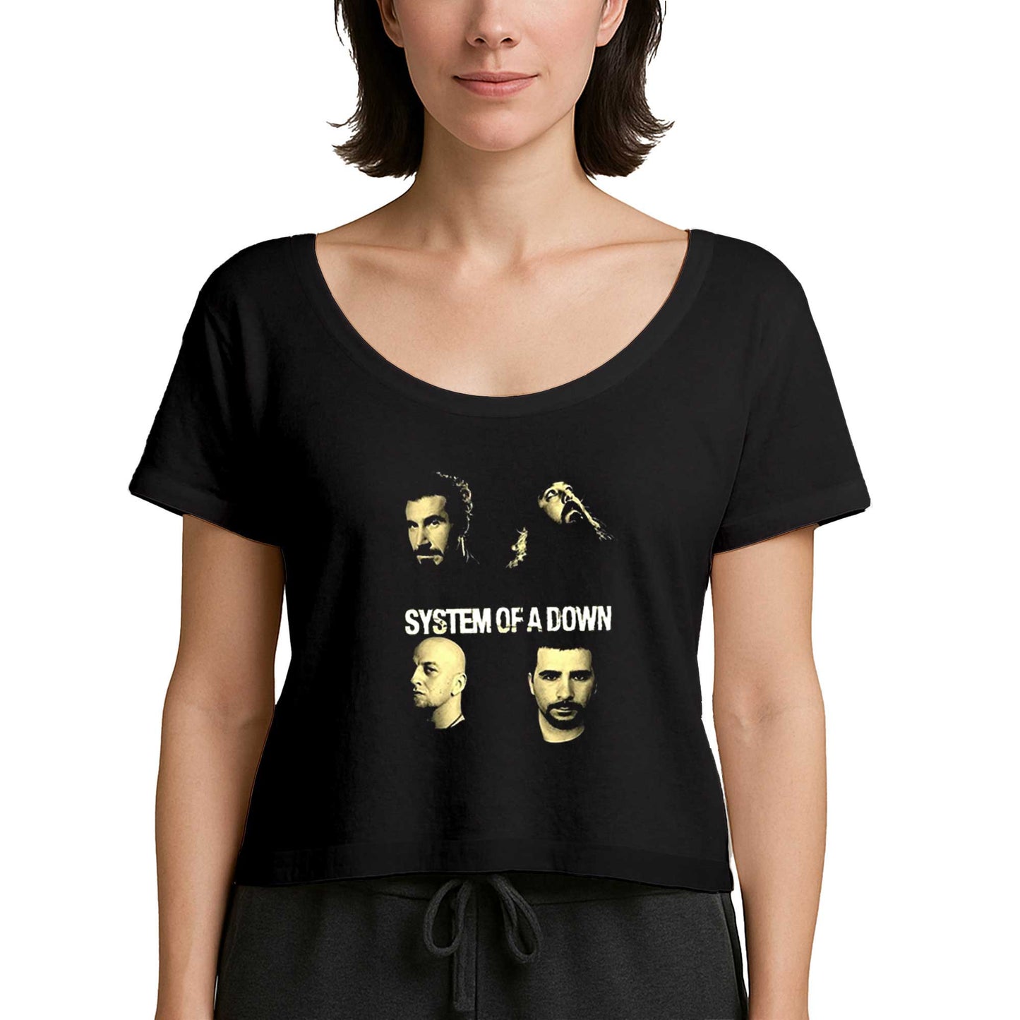 System of a Down Grup Face Siyah Kadın Tişört
