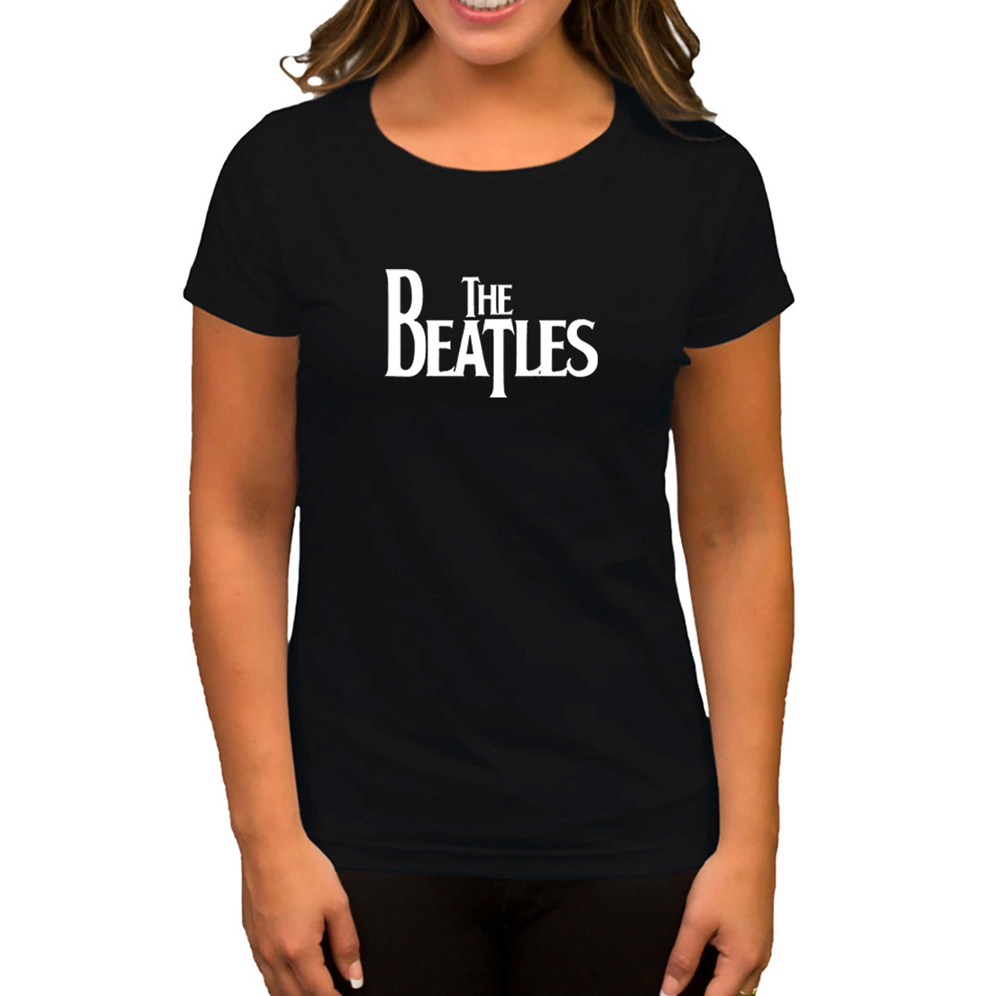 The Beatles Logo Siyah Kadın Tişört