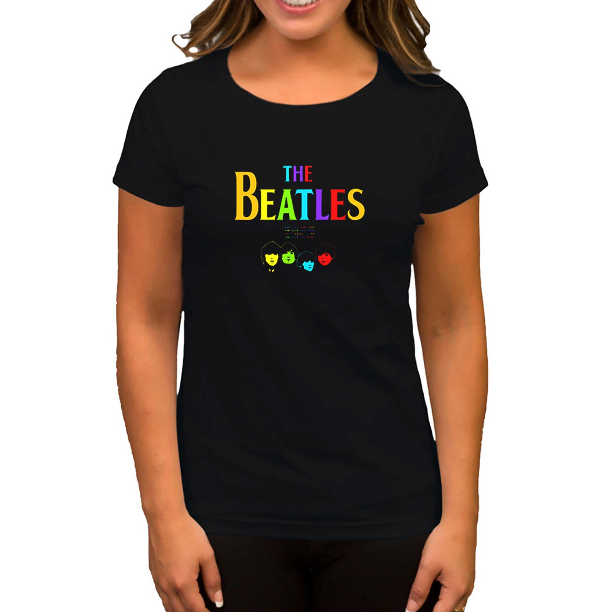 The Beatles Rainbow Siyah Kadın Tişört