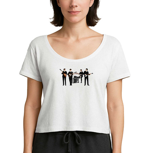 The Beatles Vintage Line Up Beyaz Kadın Tişört