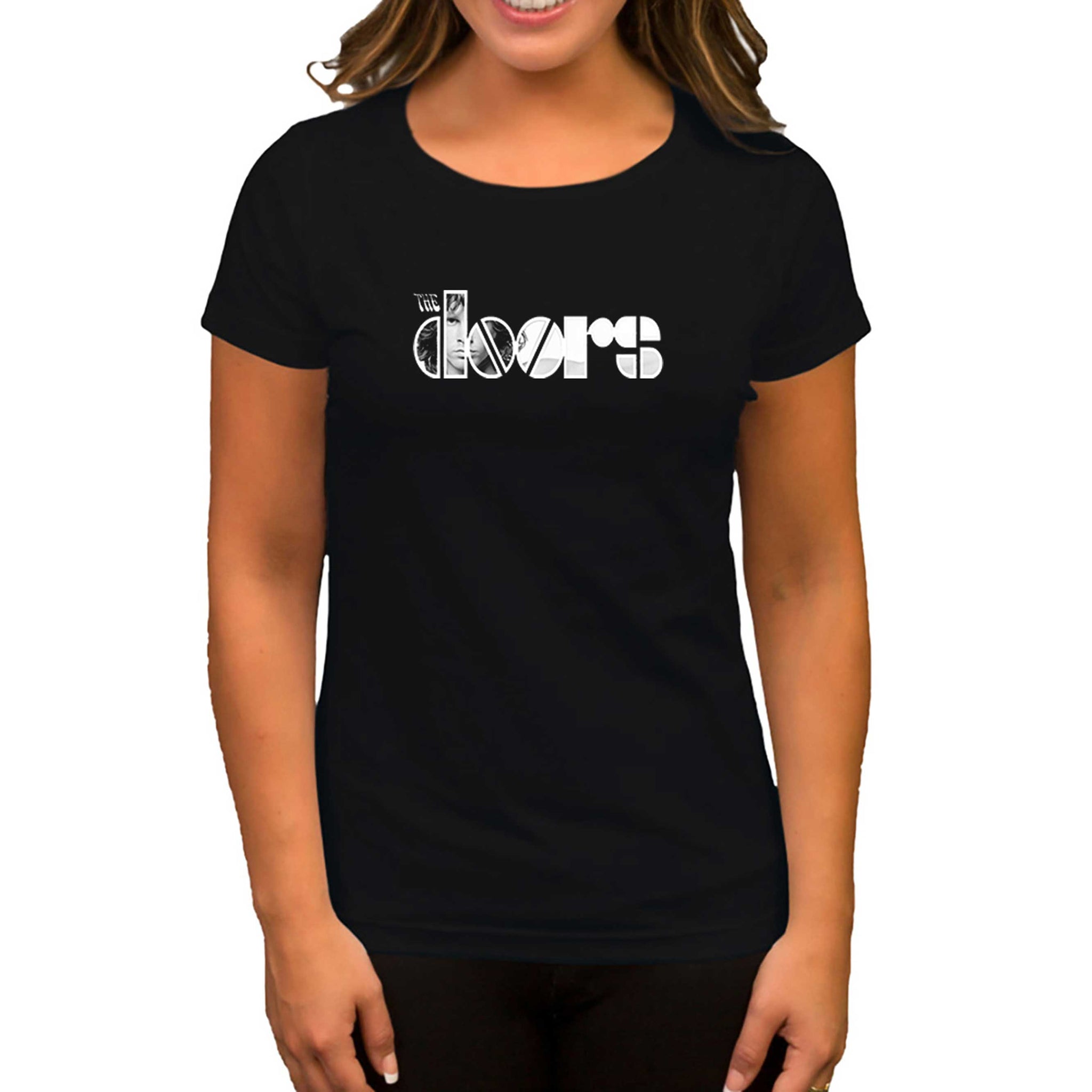 The Doors Logo Siyah Kadın Tişört