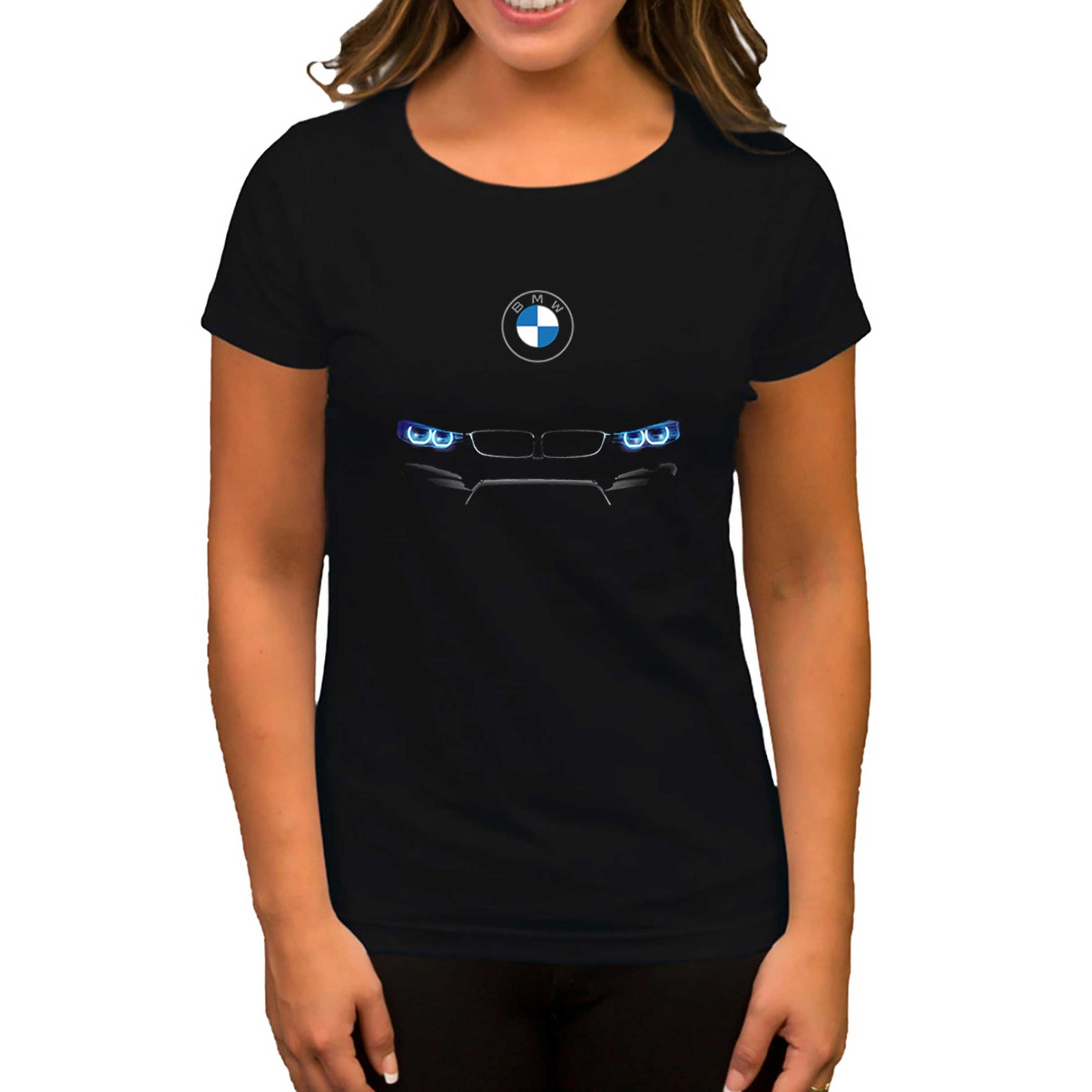 BMW M4 Series Logo Siyah Kadın Tişört