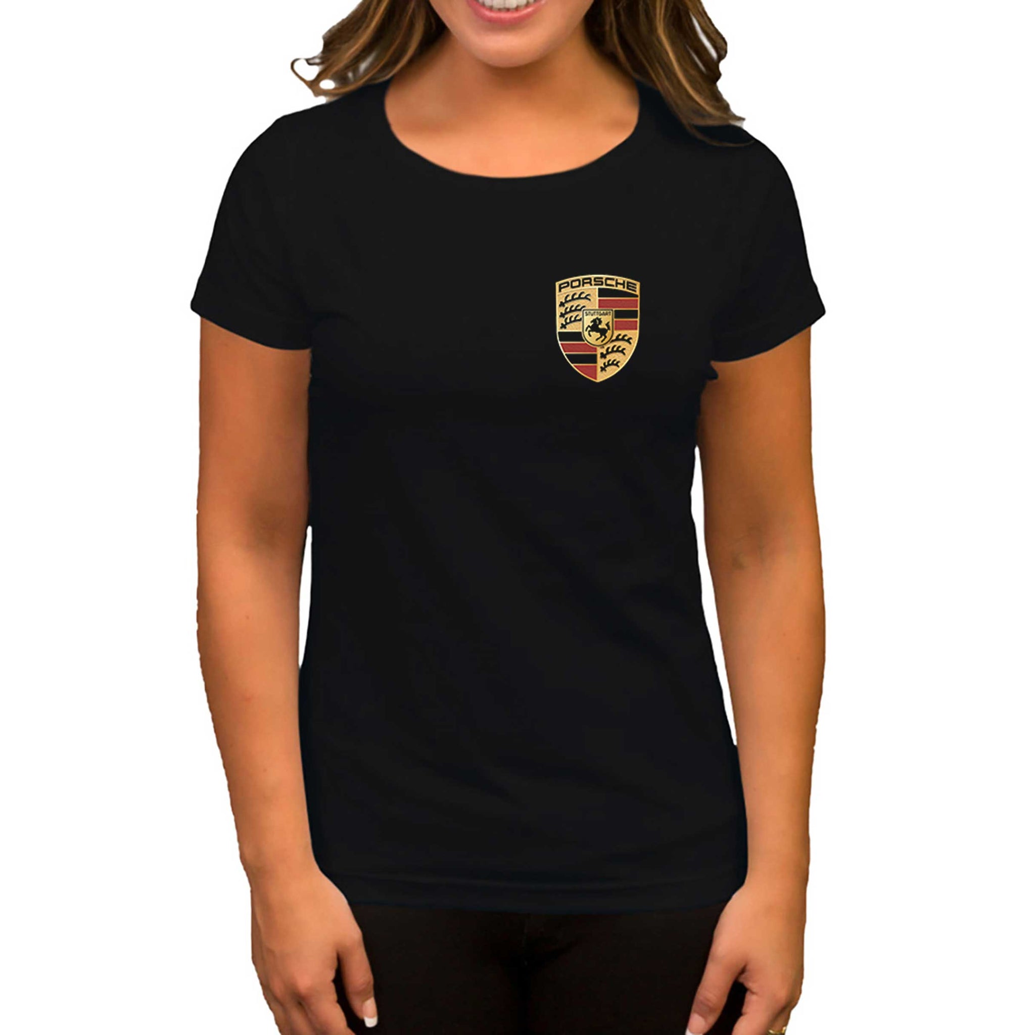 Porsche Logo Siyah Kadın Tişört