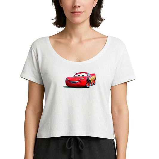 Şimşek McQueen Cars Beyaz Kadın Tişört