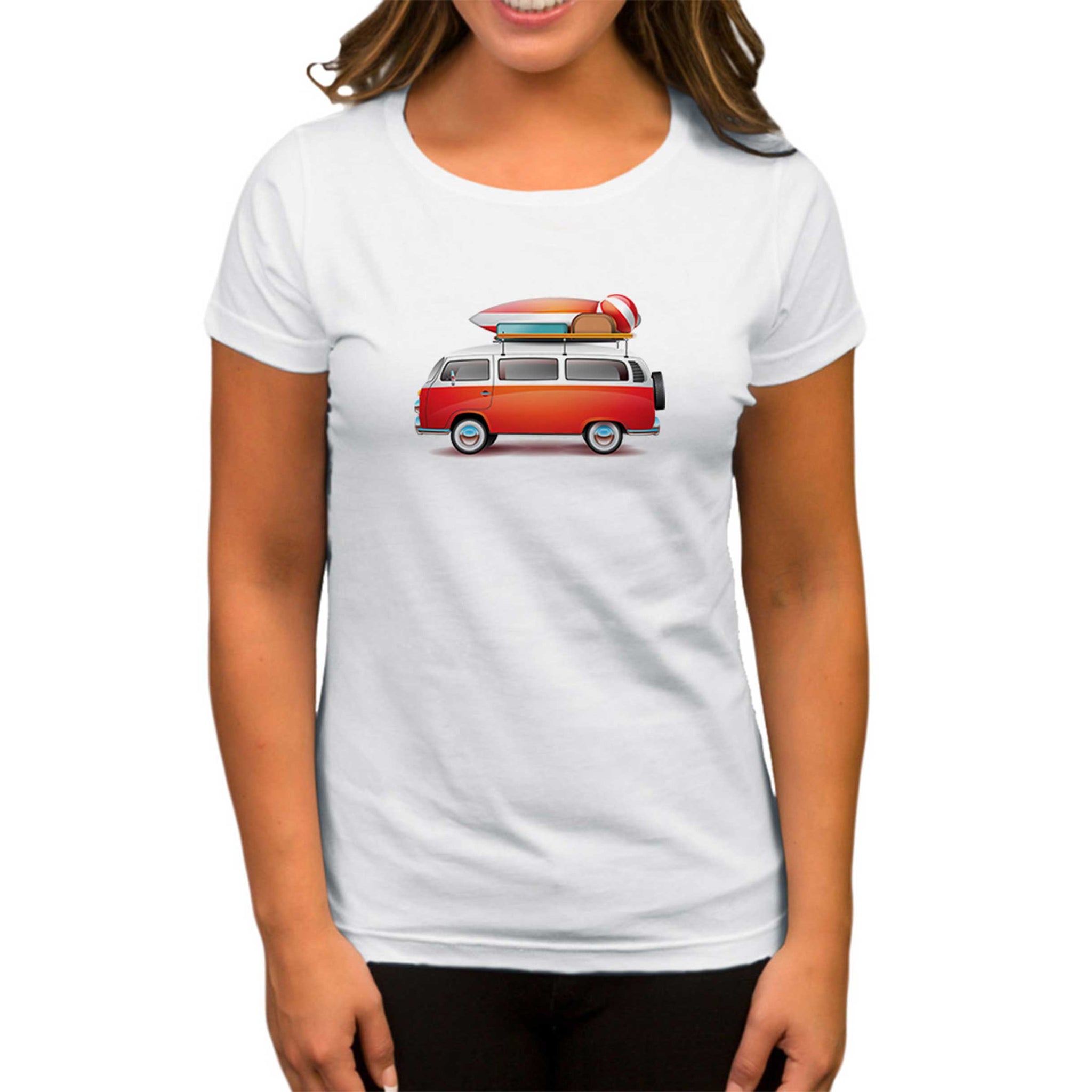 Volkswagen Karavan Holiday Beyaz Kadın Tişört
