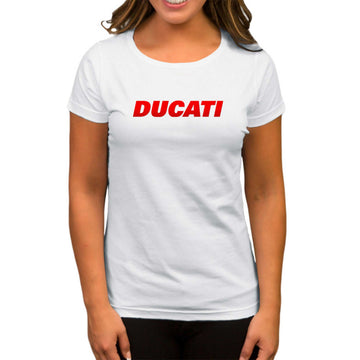 Ducati Red Logo Beyaz Kadın Tişört
