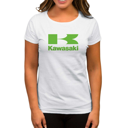 Kawasaki Yeşil Logo Beyaz Kadın Tişört