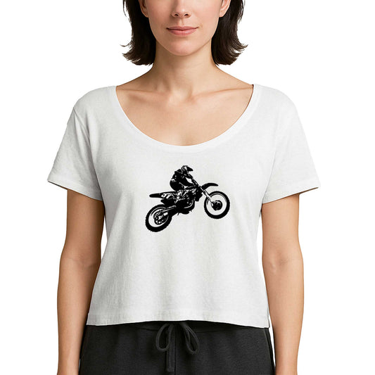 Motokros Endurocross Beyaz Kadın Tişört