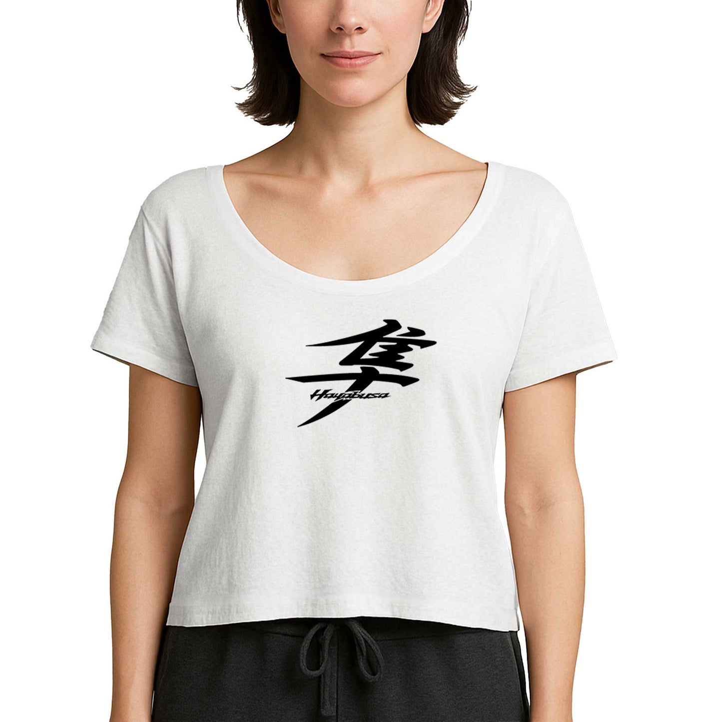 Hayabusa Logo Text Beyaz Kadın Tişört