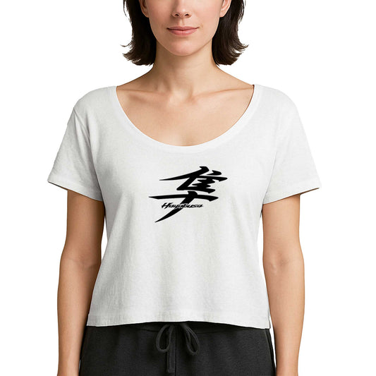 Hayabusa Logo Text Beyaz Kadın Tişört