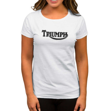 Triumph Motorcycles Logo Beyaz Kadın Tişört