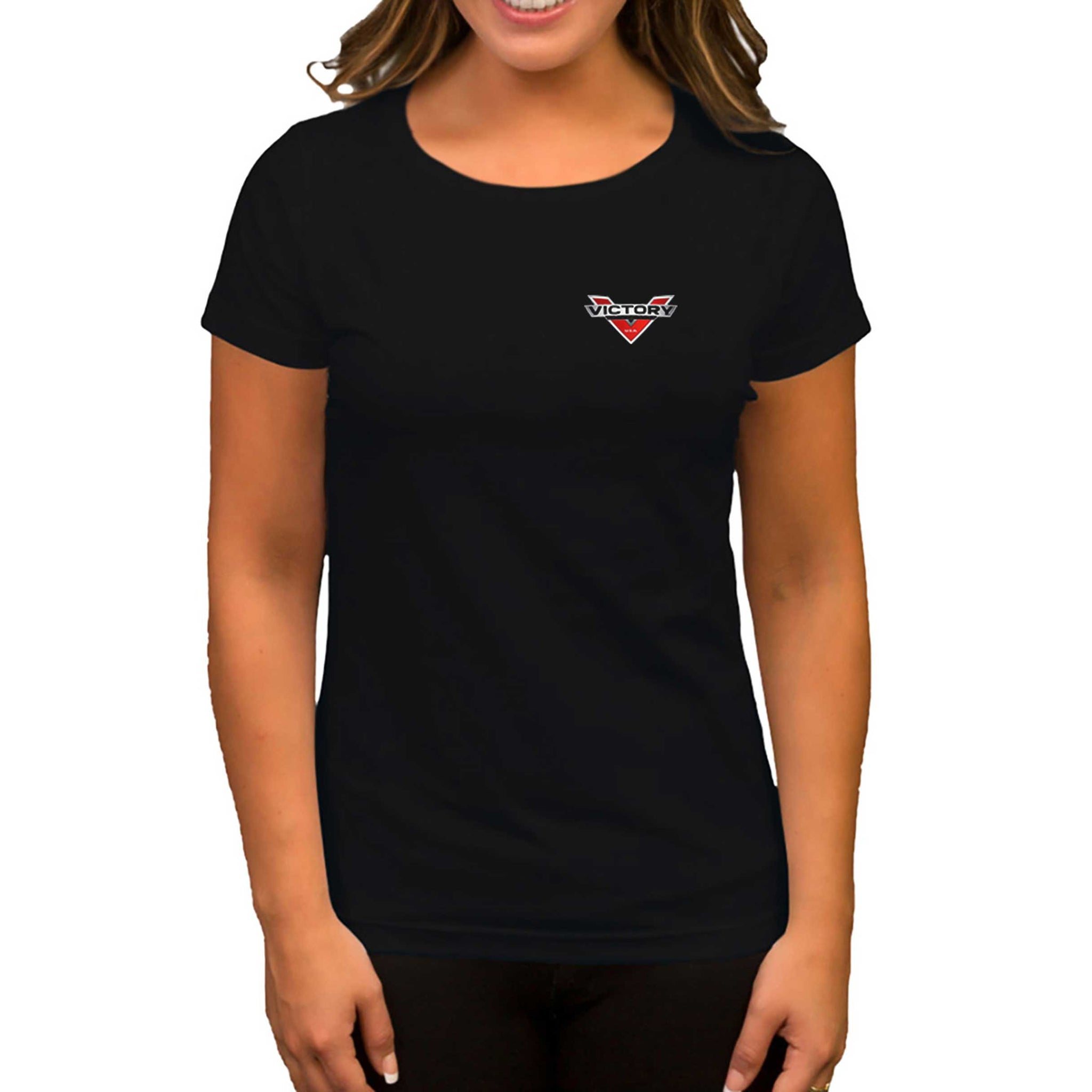 Victory Motorcycles Logo Siyah Kadın Tişört