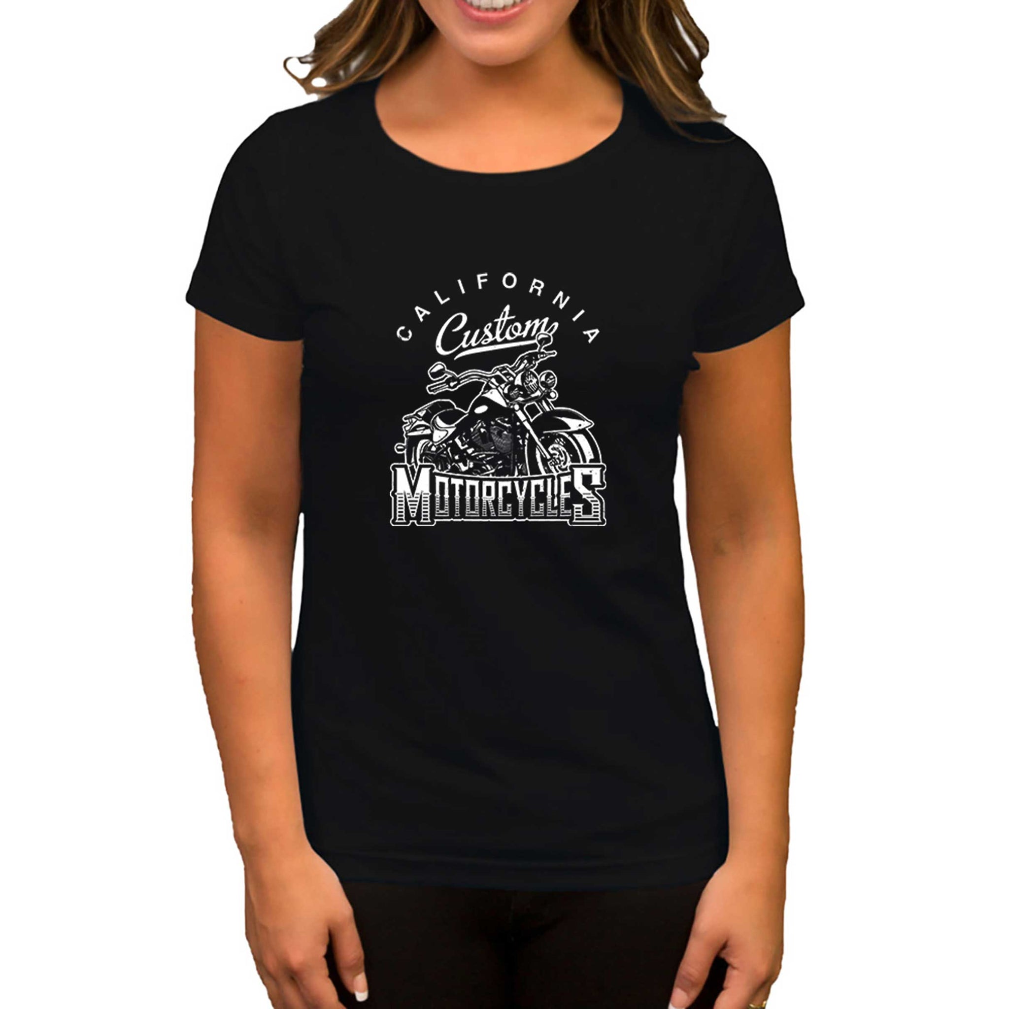 California Custom Motorcycles Siyah Kadın Tişört