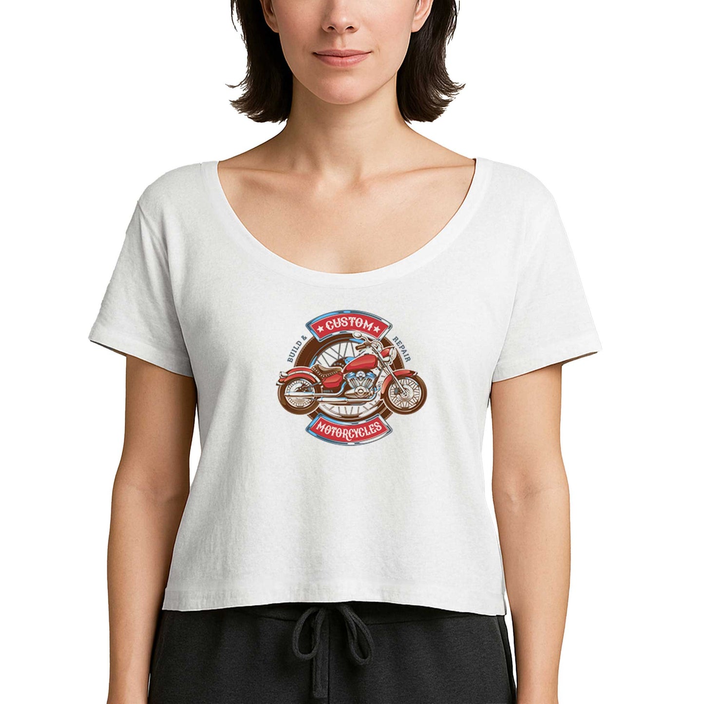 Custom motorcycle Beyaz Kadın Tişört