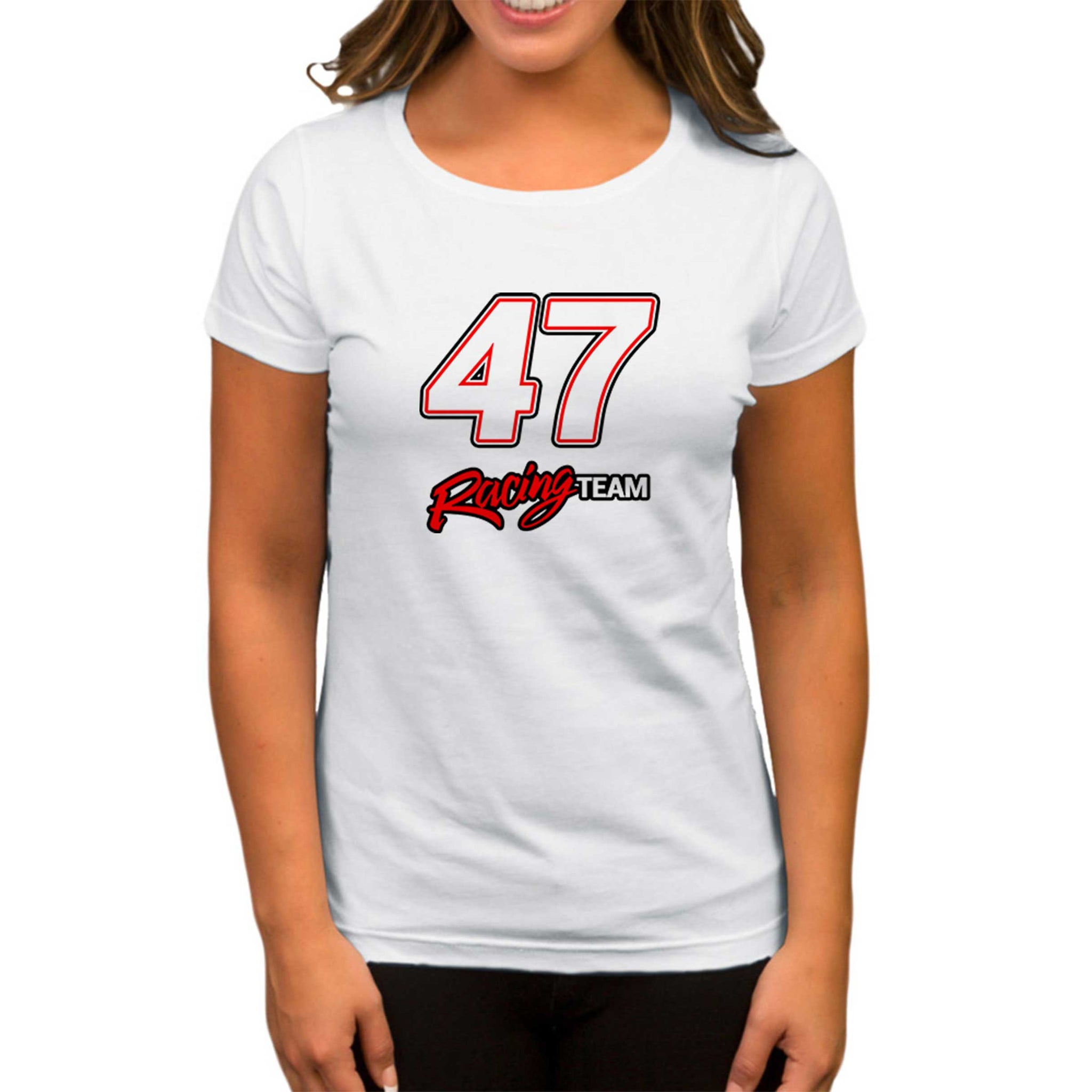 Moto 47 Racing Team Beyaz Kadın Tişört