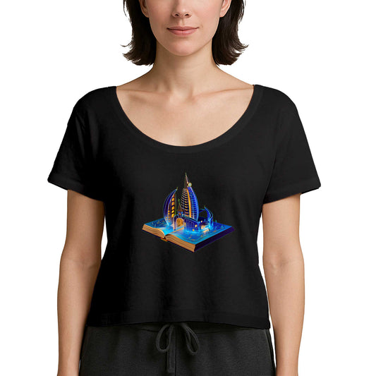 Burj Al Arab Dubai View Book Siyah Kadın Tişört