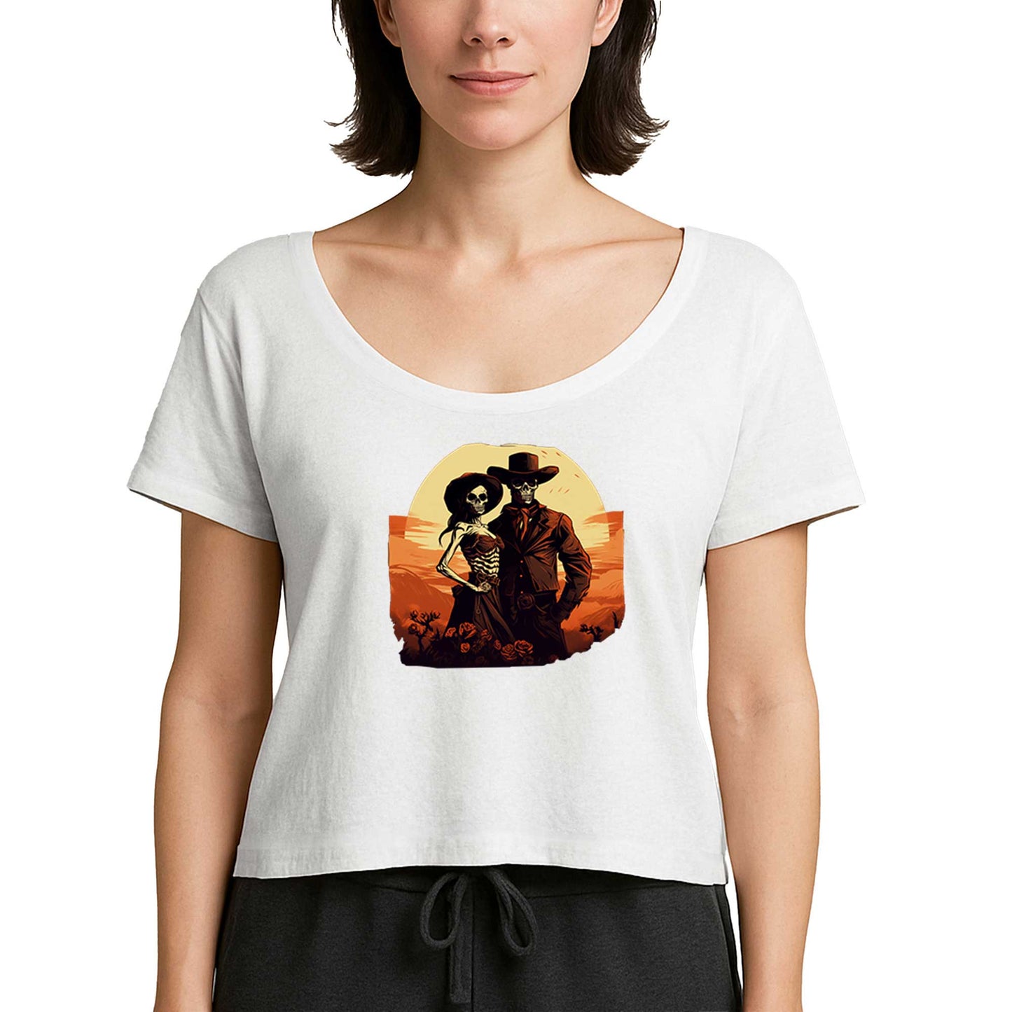 Skeleton Cowboy Lover Beyaz Kadın Tişört