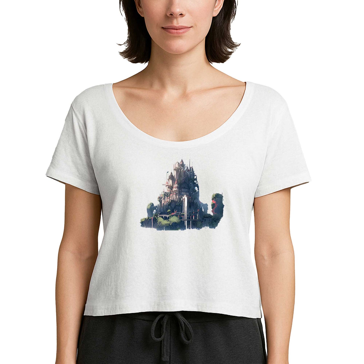 Water valley Castle Beyaz Kadın Tişört