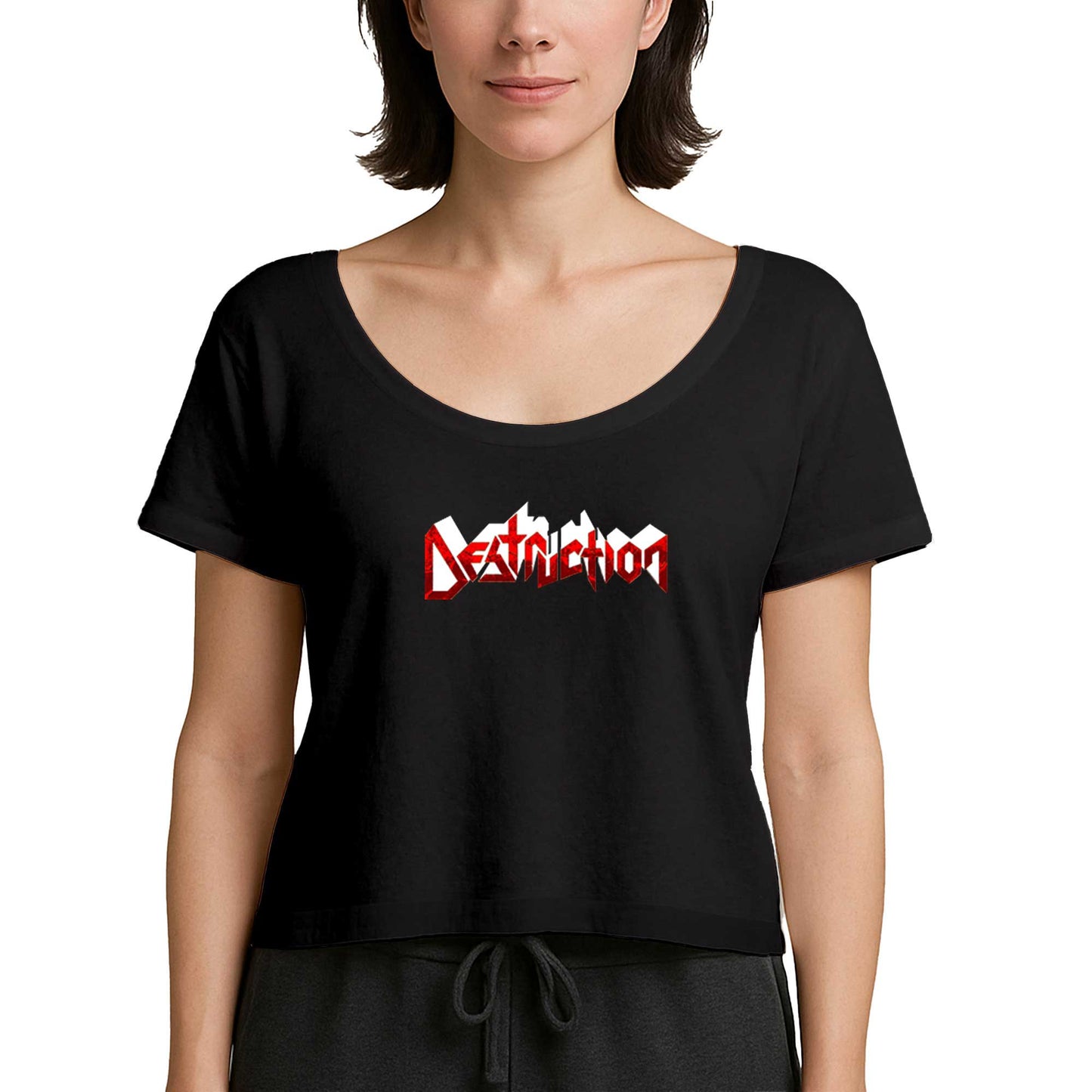 Destruction Logo Siyah Kadın Tişört