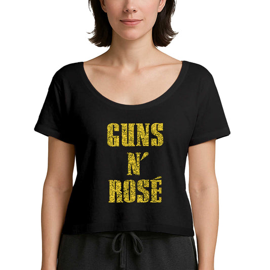 Guns N Rose Text Yellow Siyah Kadın Tişört