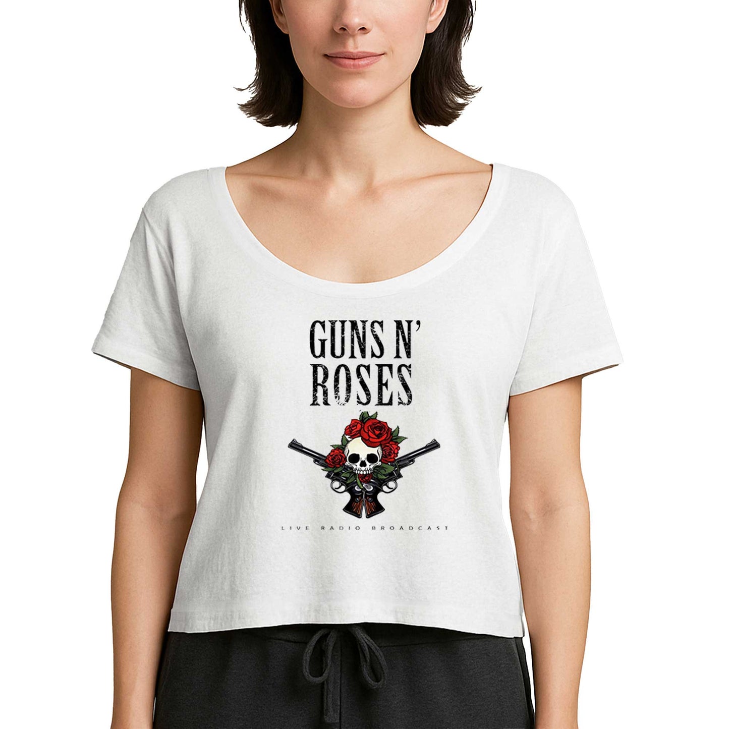 Guns N Roses Live Radio Broadcast Beyaz Kadın Tişört