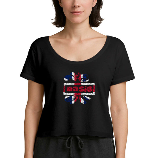 Oasis Logo Siyah Kadın Tişört