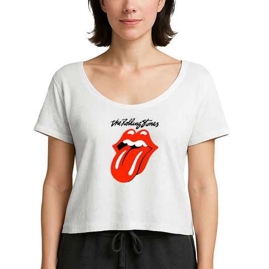 The Rolling Stones Logo Beyaz Kadın Tişört