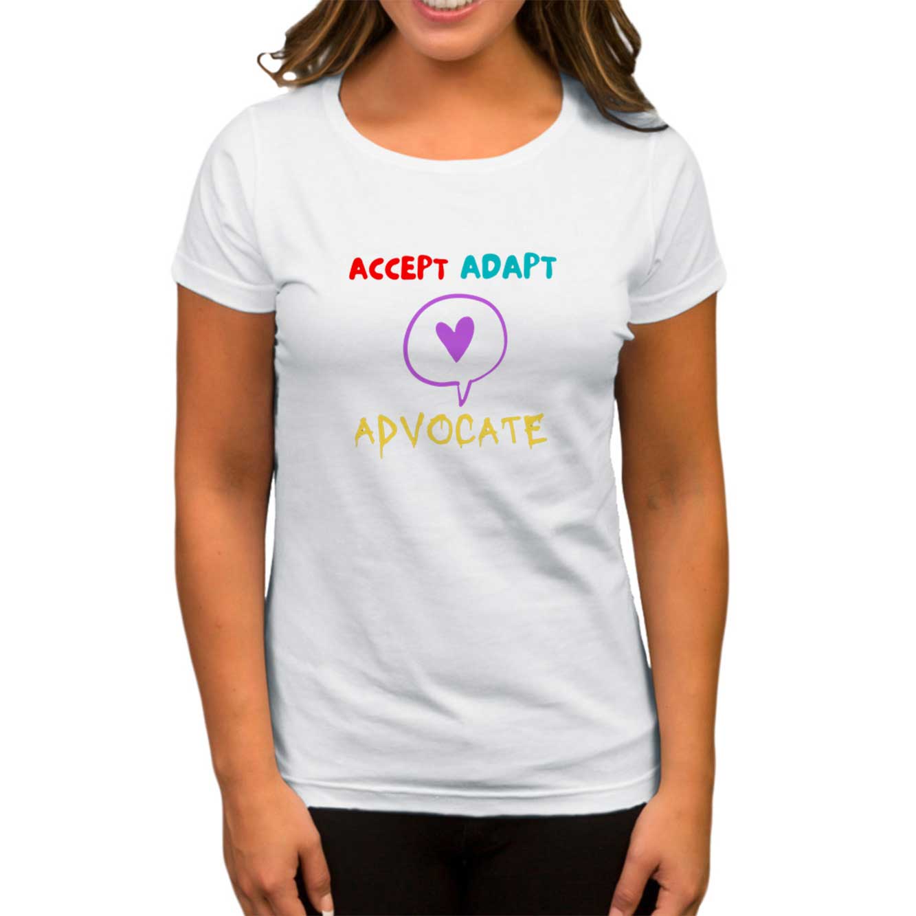 Accept Adapt Advocate Beyaz Kadın Tişört