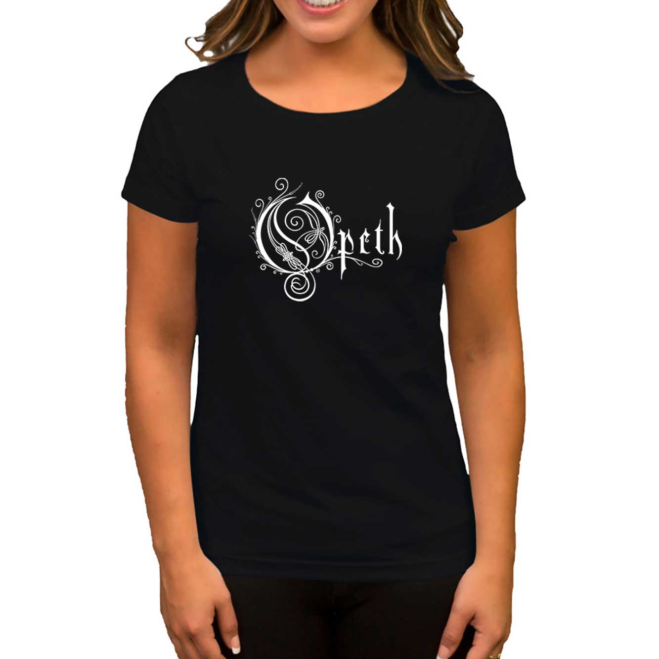 Opeth Logo White Siyah Kadın Tişört