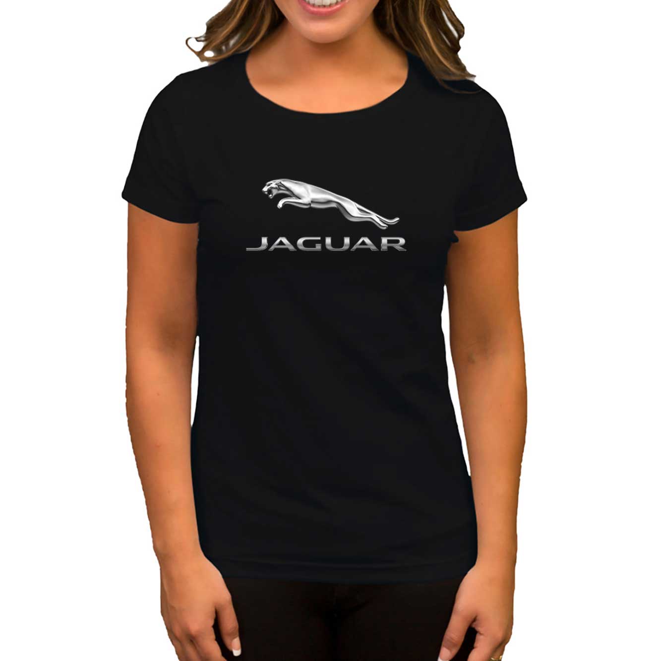 Jaguar Logo Silver Siyah Kadın Tişört