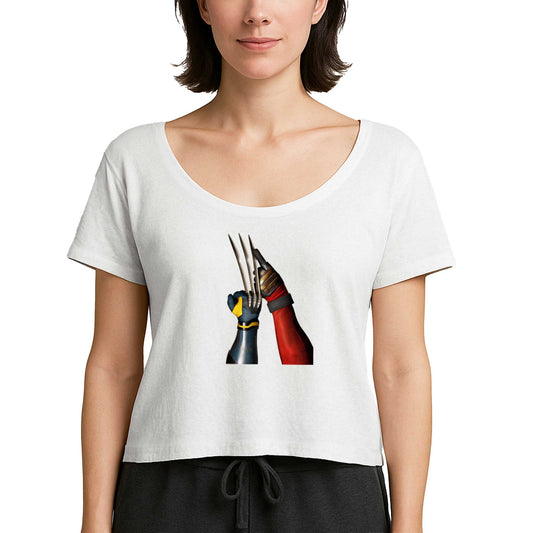 Deadpool Wolverine Poster Beyaz Kadın Tişört