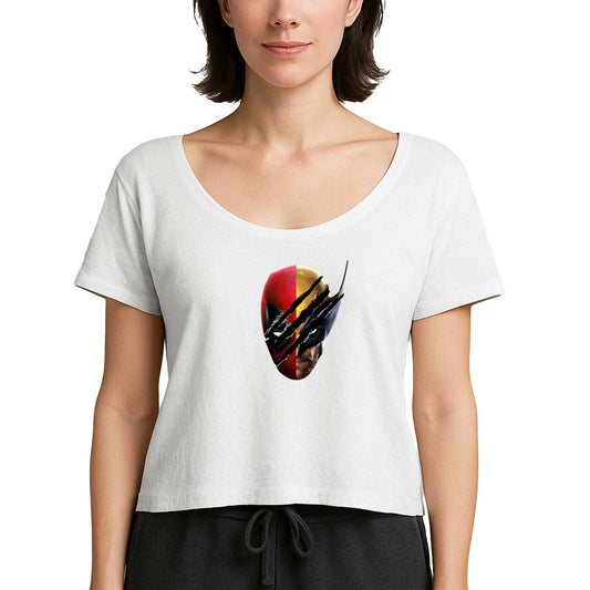 Deadpool Wolverine Siluet Beyaz Kadın Tişört