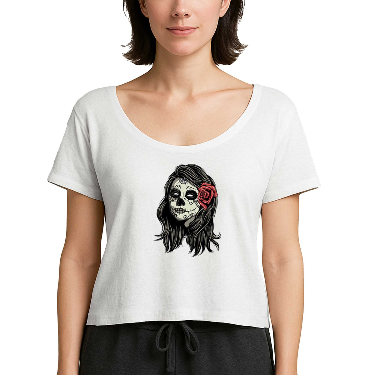 La Calavera Portre Beyaz Kadın Tişört