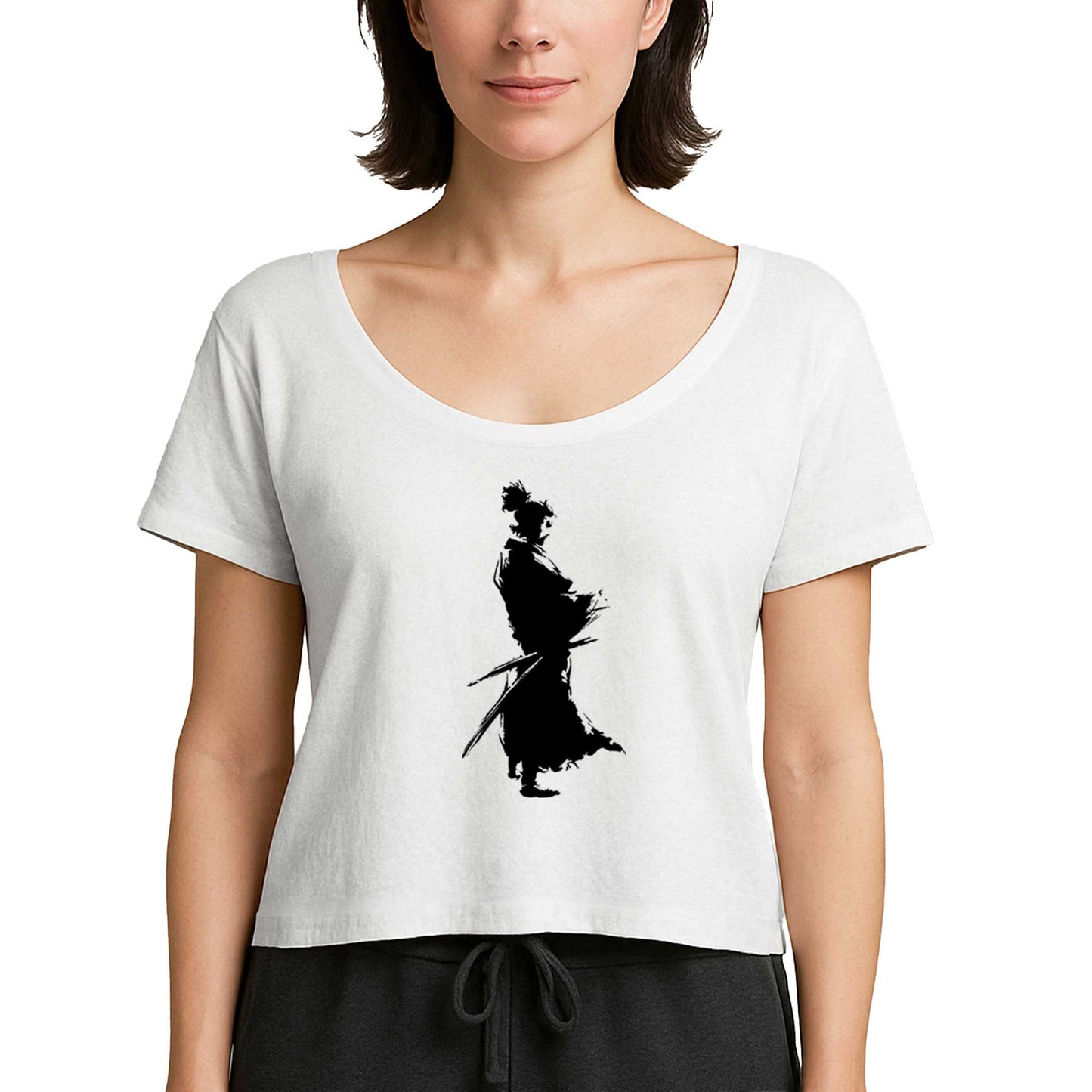 Samurai Musashi Portre Beyaz Kadın Tişört