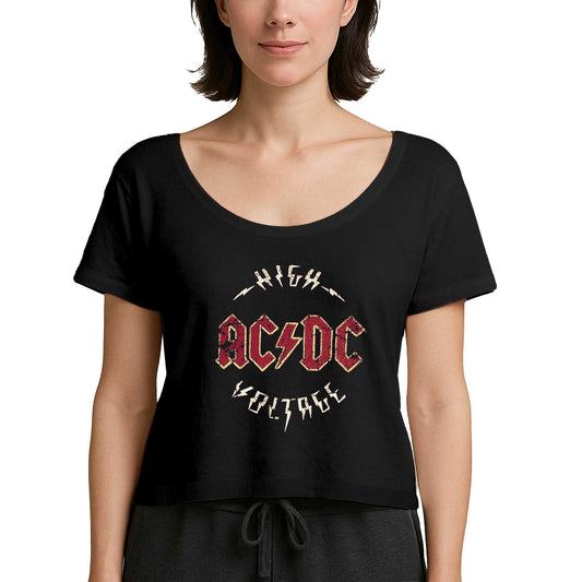 Ac Dc Logo Vintage Siyah Kadın Tişört