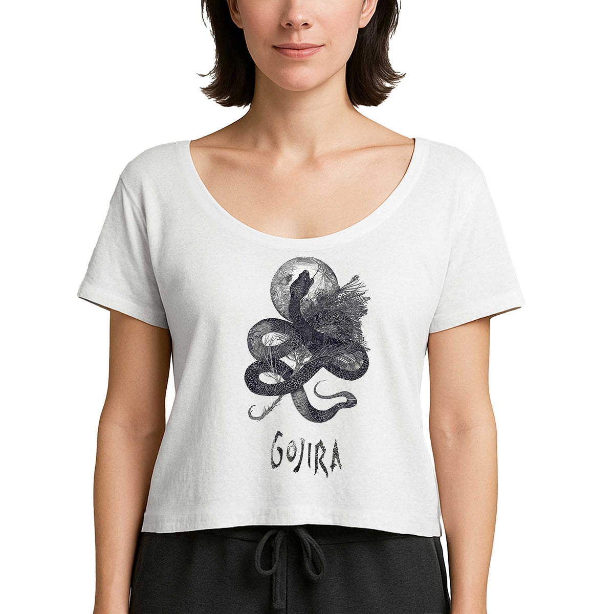 Gojıra Snake and Moon Beyaz Kadın Tişört