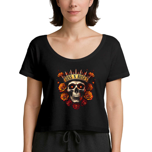 Guns N Roses Skull Bullet Siyah Kadın Tişört